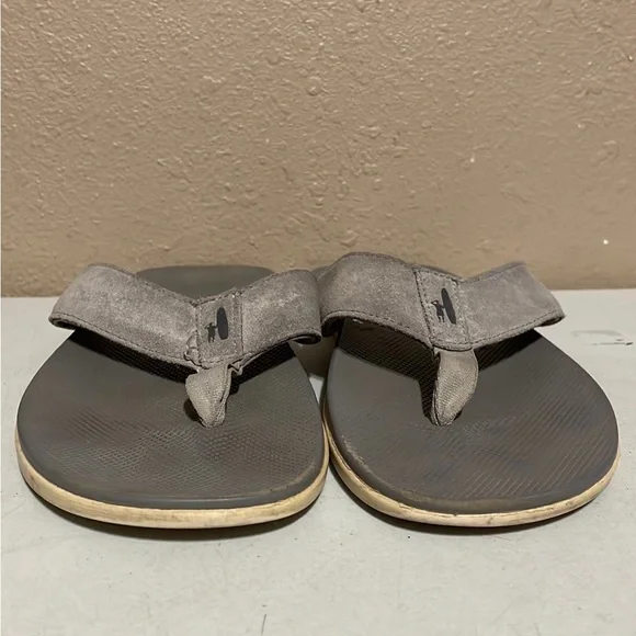 Johnnie-O Dockside Surfer Beach Gray Leather Flip Flop Sandals Men’s 10 - Picture 5 of 7